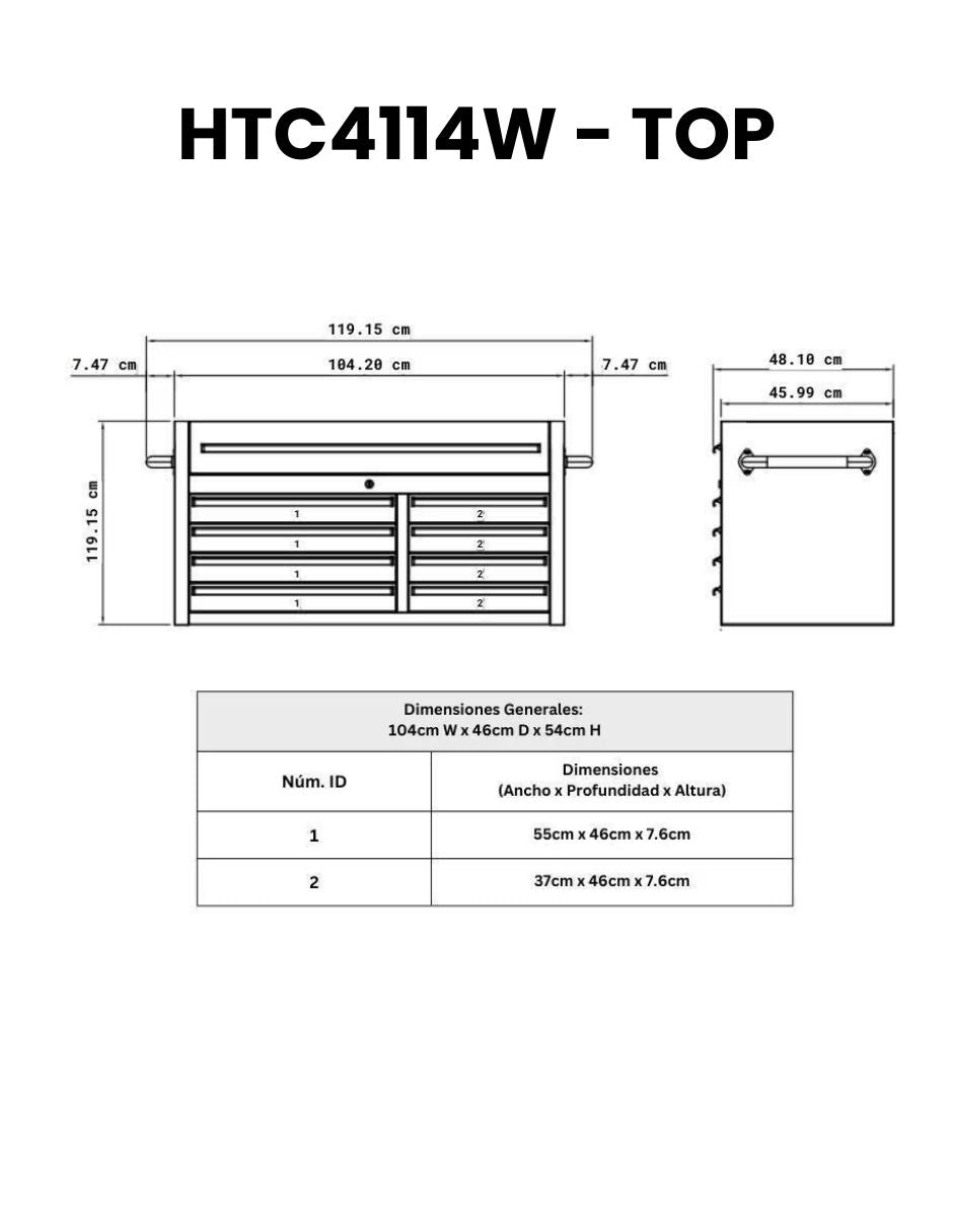 Gabinete Profesional en Acero Inoxidable  HTC4114W