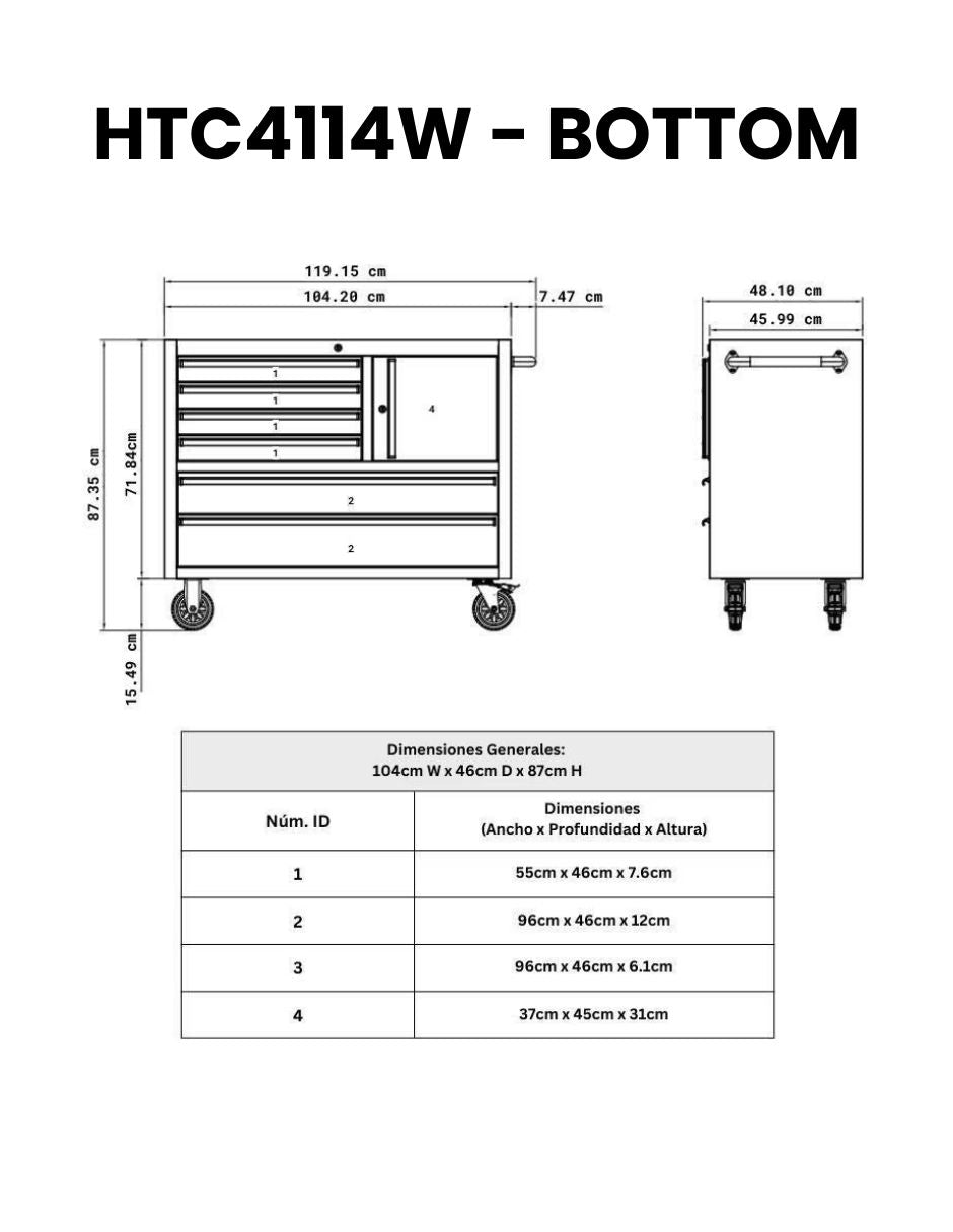 Gabinete Profesional en Acero Inoxidable  HTC4114W